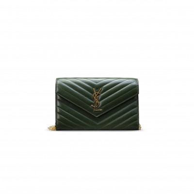 YSL CASSANDRE MATELASSÉ CHAIN WALLET IN LAMBSKIN 377828 (22.5*14*4cm)